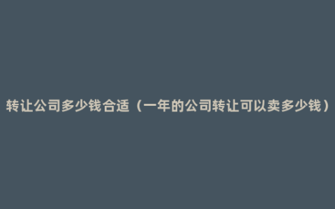 转让公司多少钱合适（一年的公司转让可以卖多少钱）