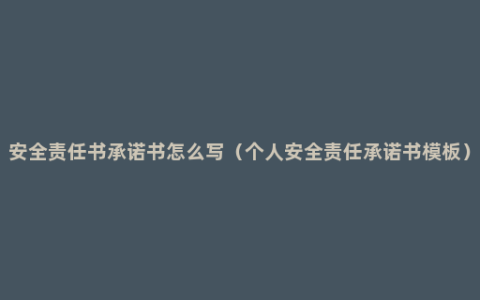 安全责任书承诺书怎么写（个人安全责任承诺书模板）