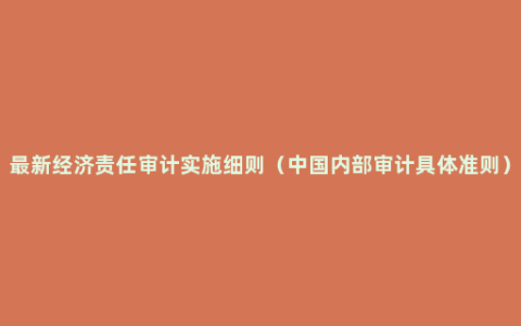 最新经济责任审计实施细则（中国内部审计具体准则）