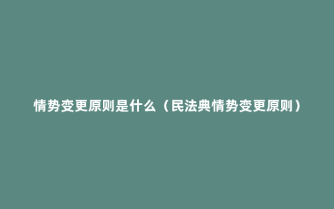 情势变更原则是什么（民法典情势变更原则）