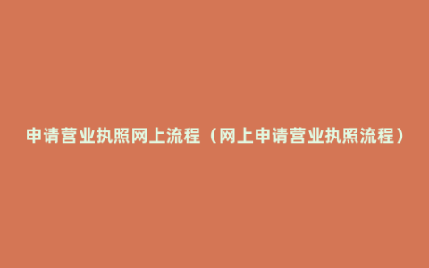 申请营业执照网上流程（网上申请营业执照流程）