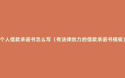 个人借款承诺书怎么写（有法律效力的借款承诺书模板）