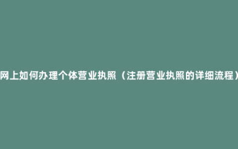 网上如何办理个体营业执照（注册营业执照的详细流程）