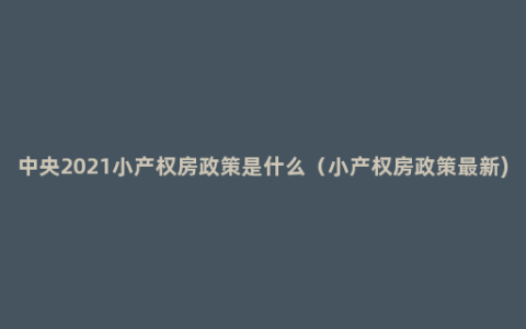 中央2021小产权房政策是什么（小产权房政策最新)