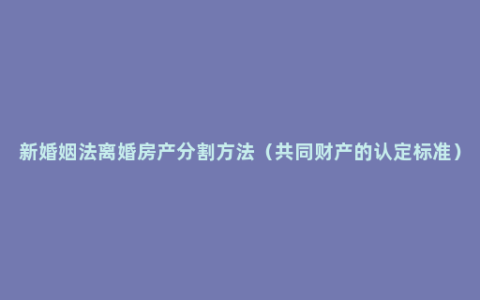 新婚姻法离婚房产分割方法（共同财产的认定标准）