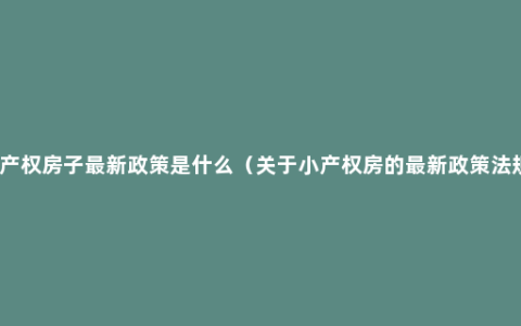 小产权房子最新政策是什么（关于小产权房的最新政策法规）