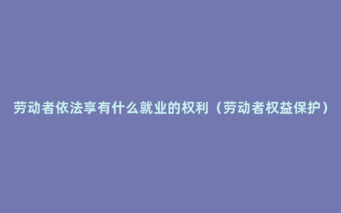 劳动者依法享有什么就业的权利（劳动者权益保护）