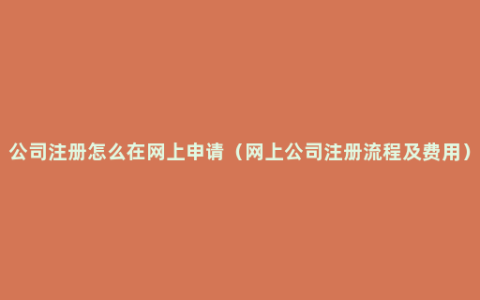 公司注册怎么在网上申请（网上公司注册流程及费用）