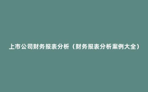 上市公司财务报表分析（财务报表分析案例大全）