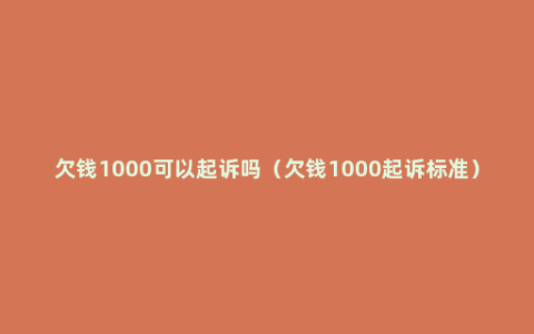 欠钱1000可以起诉吗（欠钱1000起诉标准）