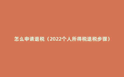 怎么申请退税（2022个人所得税退税步骤）