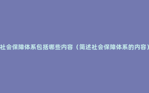 社会保障体系包括哪些内容（简述社会保障体系的内容）