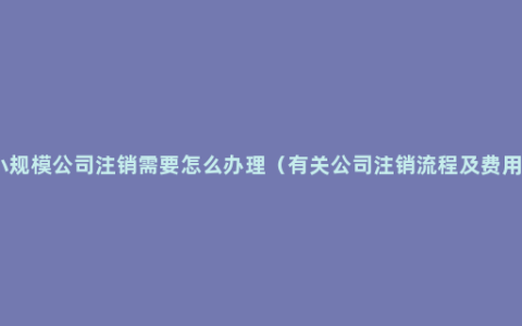 小规模公司注销需要怎么办理（有关公司注销流程及费用）