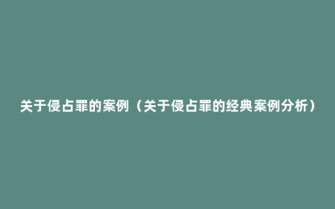 关于侵占罪的案例（关于侵占罪的经典案例分析）