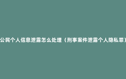 公民个人信息泄露怎么处理（刑事案件泄露个人隐私罪）