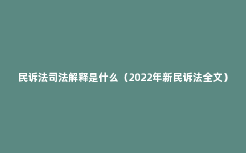 民诉法司法解释是什么（2022年新民诉法全文）