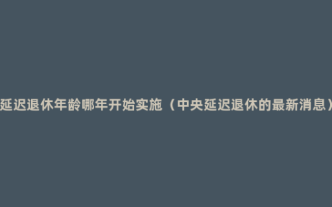 延迟退休年龄哪年开始实施（中央延迟退休的最新消息）