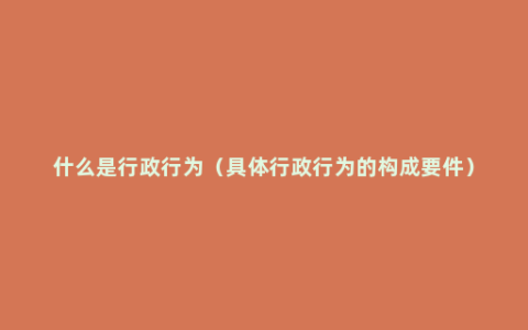 什么是行政行为（具体行政行为的构成要件）