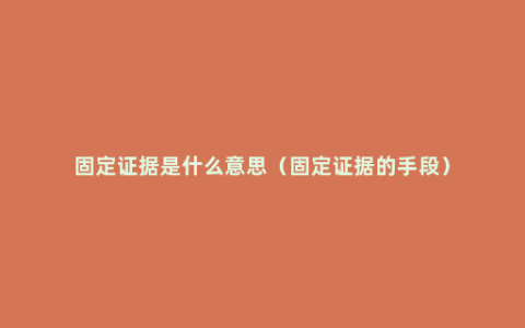 固定证据是什么意思（固定证据的手段）