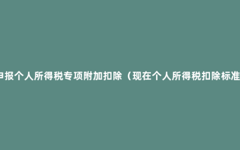 申报个人所得税专项附加扣除（现在个人所得税扣除标准）