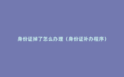 身份证掉了怎么办理（身份证补办程序）