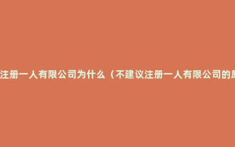 不要注册一人有限公司为什么（不建议注册一人有限公司的原因）