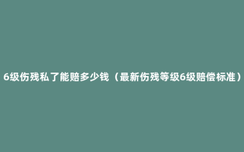 6级伤残私了能赔多少钱（最新伤残等级6级赔偿标准）