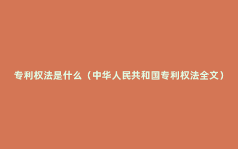 专利权法是什么（中华人民共和国专利权法全文）