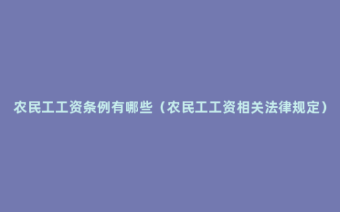 农民工工资条例有哪些（农民工工资相关法律规定）