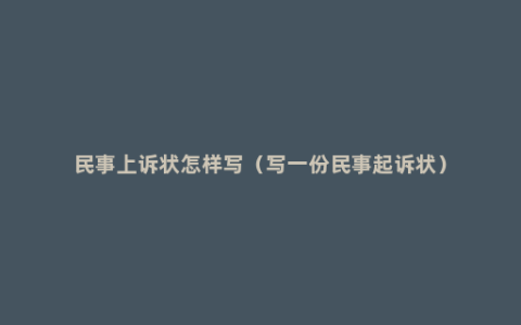 民事上诉状怎样写（写一份民事起诉状）