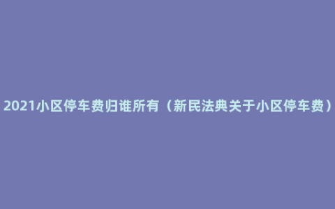 2021小区停车费归谁所有（新民法典关于小区停车费）