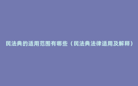 民法典的适用范围有哪些（民法典法律适用及解释）