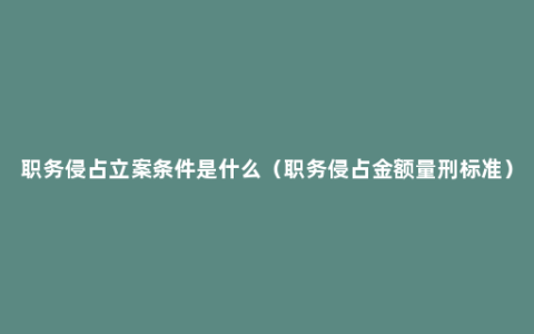 职务侵占立案条件是什么（职务侵占金额量刑标准）