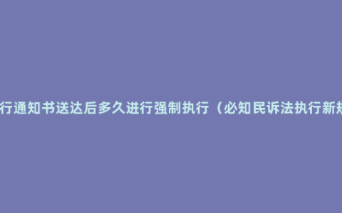 执行通知书送达后多久进行强制执行（必知民诉法执行新规）