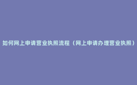 如何网上申请营业执照流程（网上申请办理营业执照）