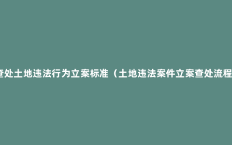 查处土地违法行为立案标准（土地违法案件立案查处流程）