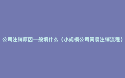 公司注销原因一般填什么（小规模公司简易注销流程）