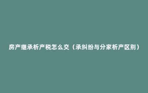 房产继承析产税怎么交（承纠纷与分家析产区别）