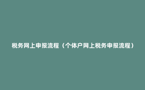 税务网上申报流程（个体户网上税务申报流程）