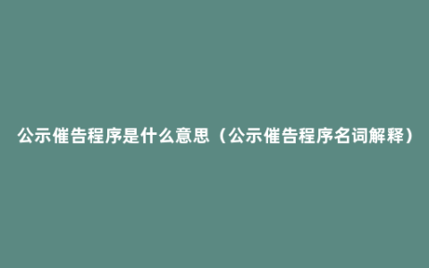 公示催告程序是什么意思（公示催告程序名词解释）