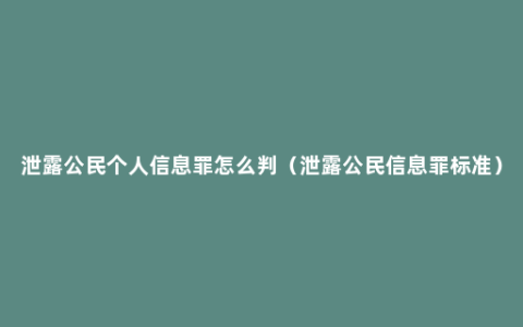 泄露公民个人信息罪怎么判（泄露公民信息罪标准）