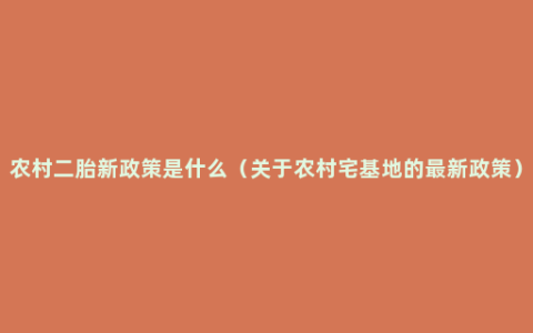 农村二胎新政策是什么（关于农村宅基地的最新政策）