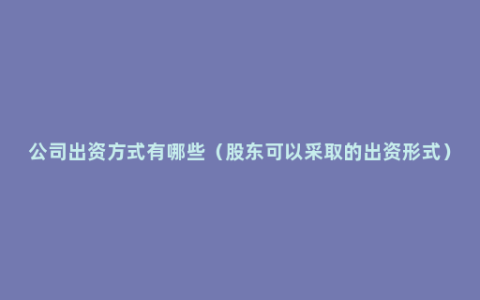 公司出资方式有哪些（股东可以采取的出资形式）