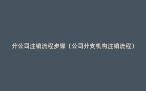 分公司注销流程步骤（公司分支机构注销流程）