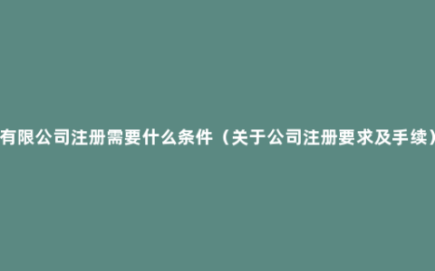 有限公司注册需要什么条件（关于公司注册要求及手续）