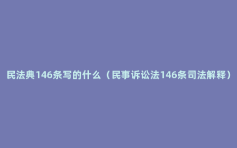 民法典146条写的什么（民事诉讼法146条司法解释）