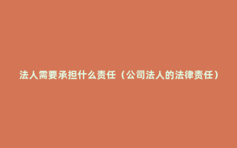 法人需要承担什么责任（公司法人的法律责任）