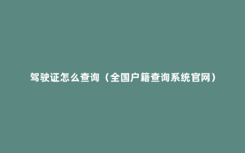 驾驶证怎么查询（全国户籍查询系统官网）