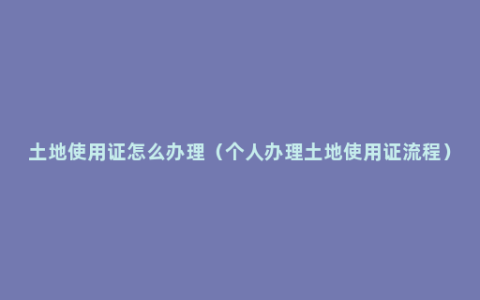 土地使用证怎么办理（个人办理土地使用证流程）