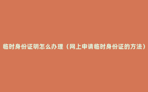 临时身份证明怎么办理（网上申请临时身份证的方法）